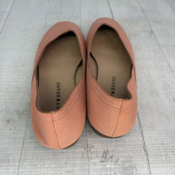 Lucky Brand ALBA Hazel Salmon Leather Slip On Square Toe Ballet Flat Shoe Sz 7 M - Picture 6 of 16